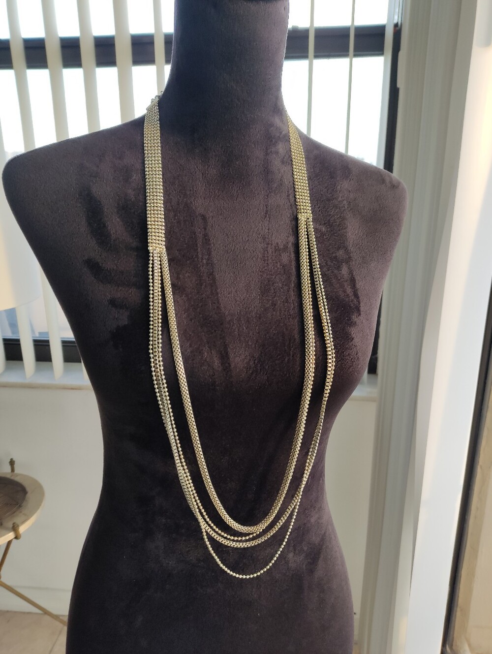 Vintage Silver-Tone Multi-Strand Draped Mesh & Chain Layered Statement Necklace